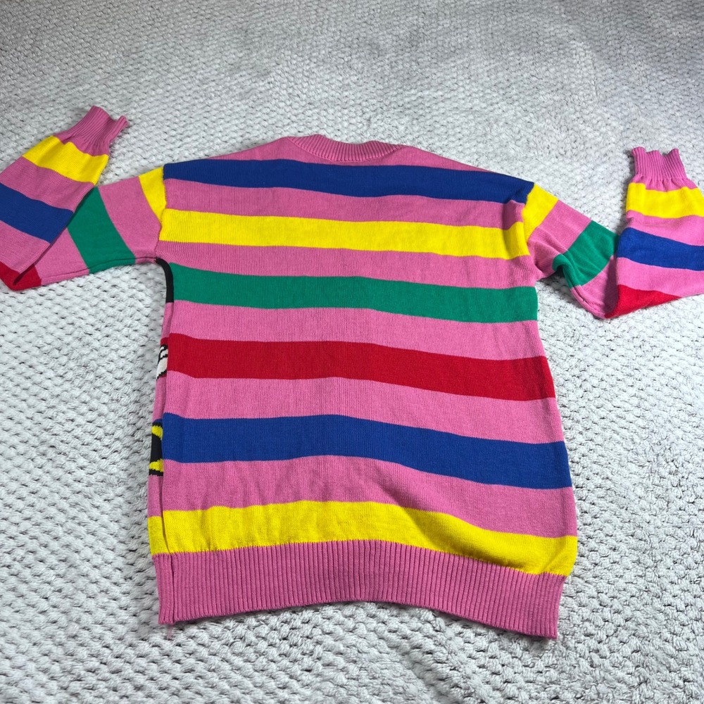 Disney Mickey Minnie Mouse Cardigan Sweater Pink Rainbow Stripe Size LARGE NWT - Picture 7 of 13